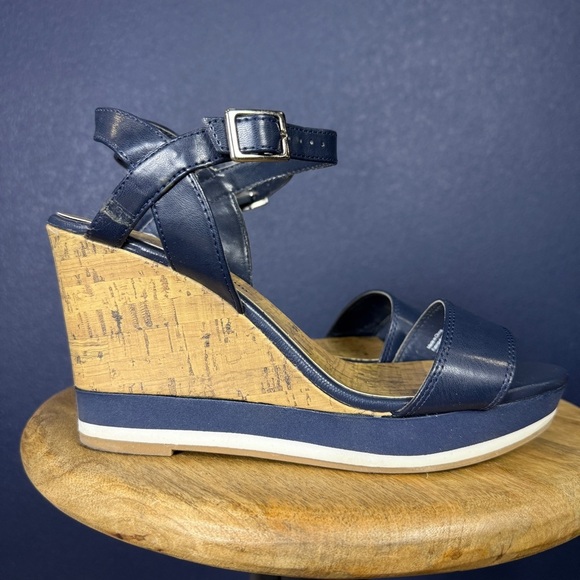 Montego Bay Navy Blue "Rory" Cork Wedges, Size 10 - Picture 4 of 7